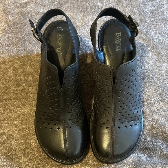 Born Black Perforated Leather Slingbacks - Picture 1 of 4